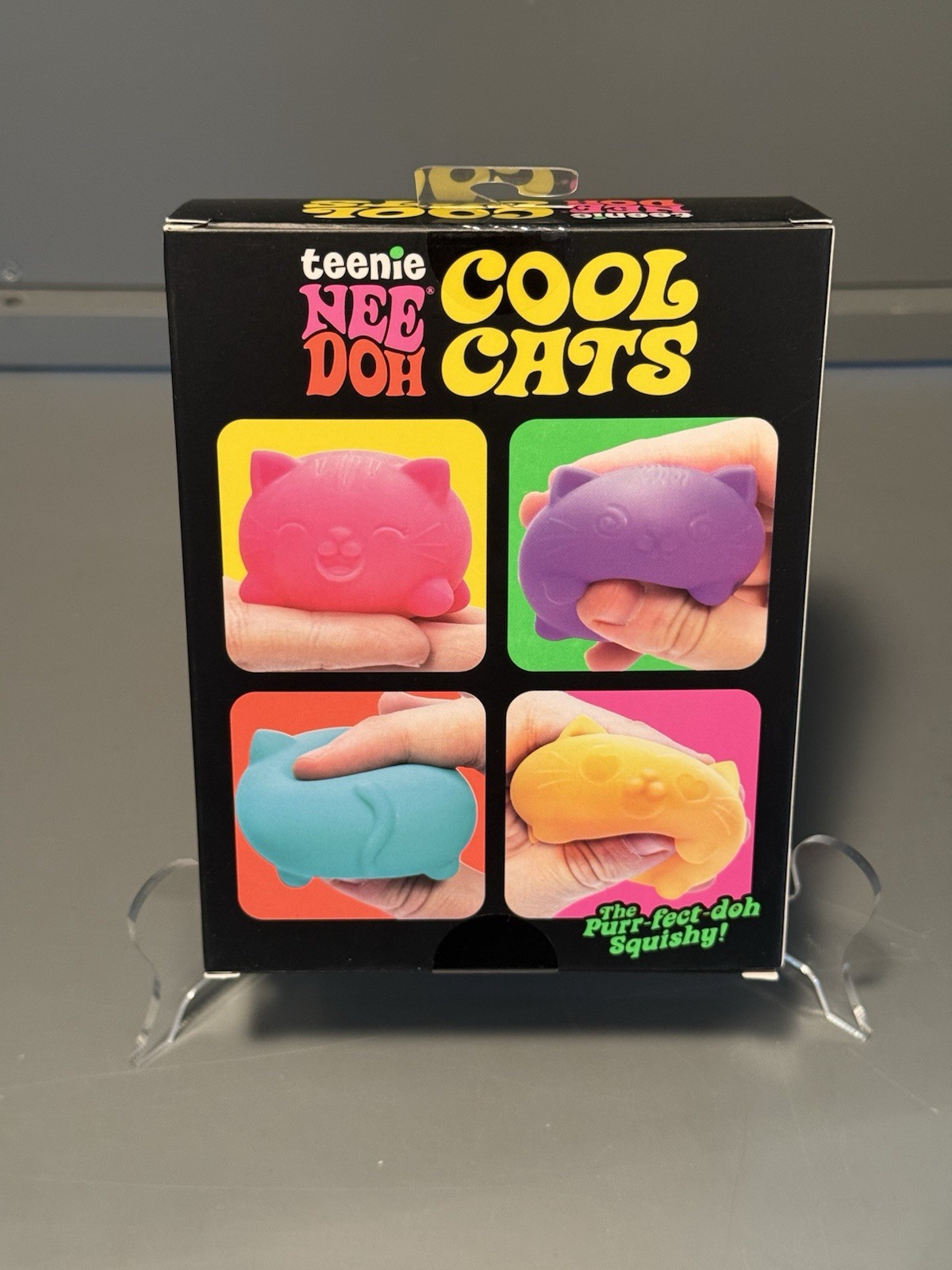 Nee Doh NIB Authentic Teenie Cool Cats 4 Colors Pink Purple Green Orange HTF ▶️