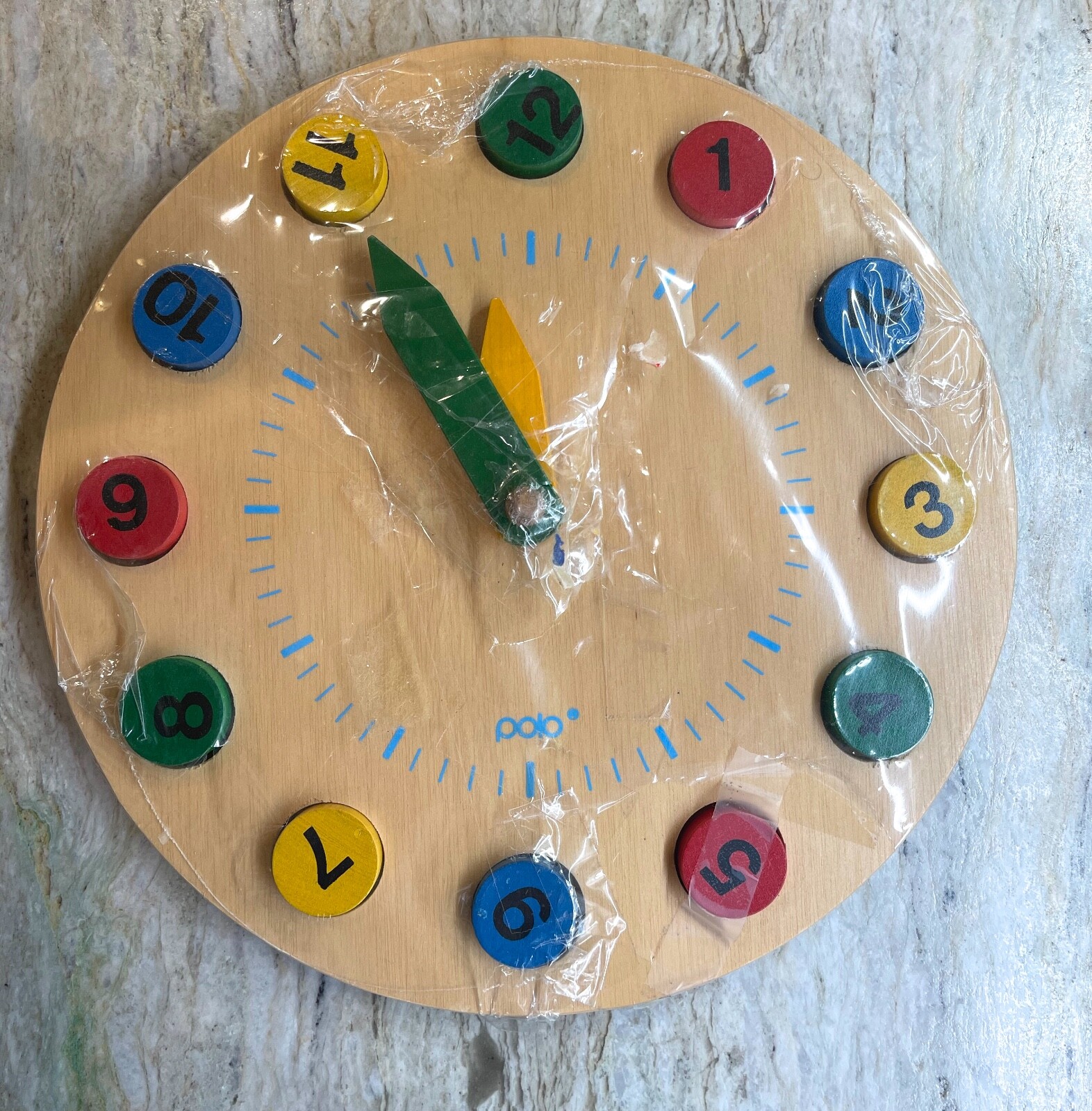 Learning Clock Wooden Puzzle Round 12 Pieces Puzzle Time Number Kids Toddler