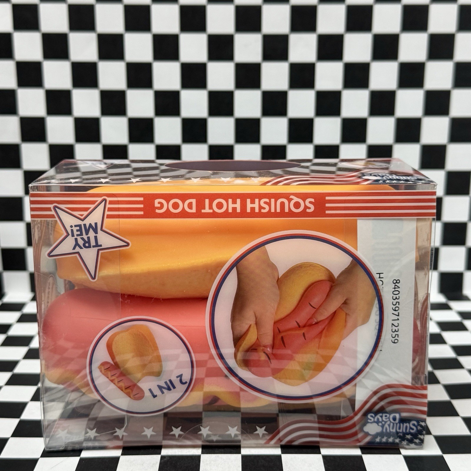 Hot Dog Squeezy Fidget Toy Sunny Days 2-in-1 ! Hotdog Stress Relief NEW Squishy