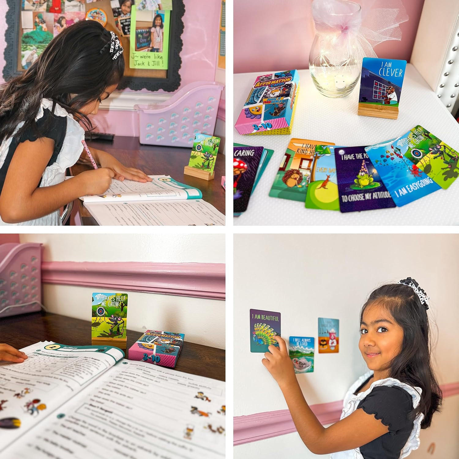 45 Affirmation Cards for Kids – Premium Edition – 3X4 in – Incl. Wooden Stand –