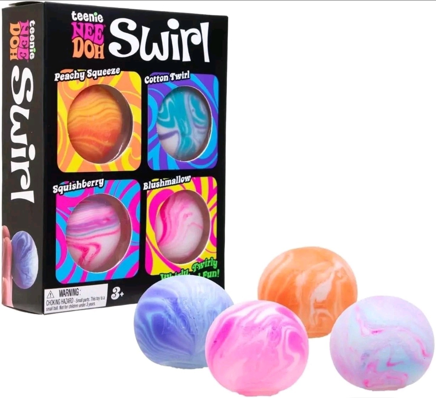 NEEDOH Teenie Swirl 4-pack Squishy Stress Balls Sealed In Hand Ready To Ship