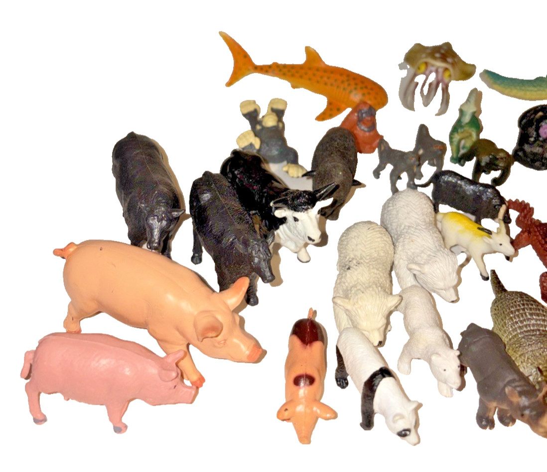 Animal Figures Toys Plastic and Rubber Lot of 53 China Mixed Sizes 1990s Vintage