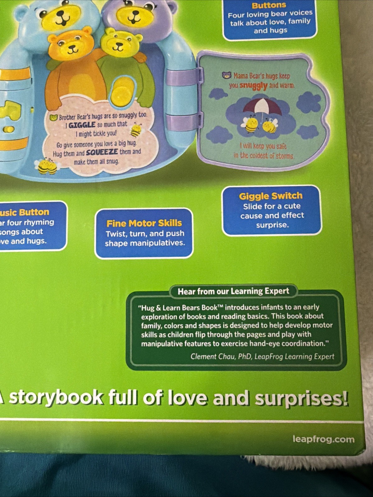 Leap Frog Hug & Learn Bears BOOK Electronic Activity Book NIB New 6 Months +