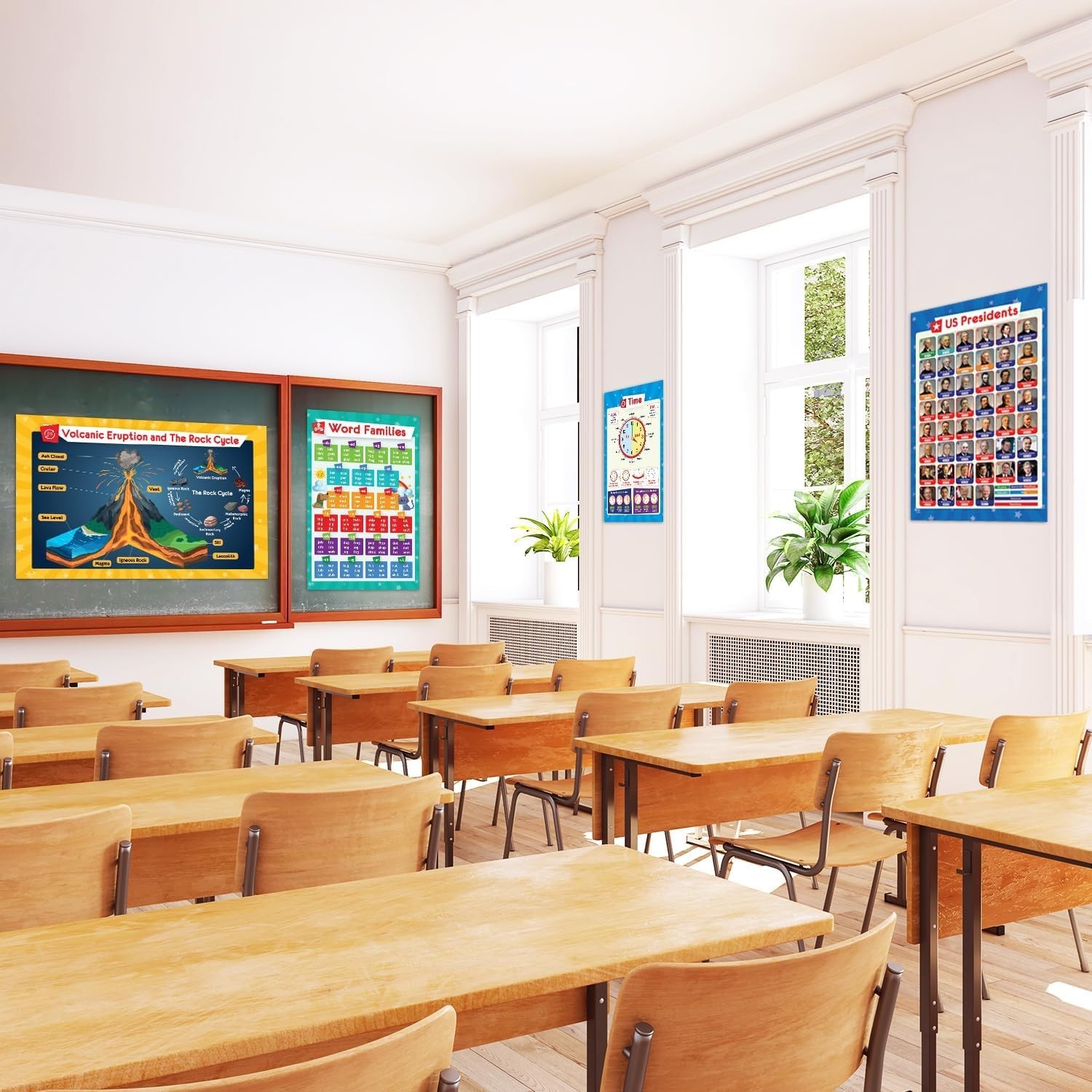32 Educational Posters Set for Kids, 17×11 Classroom Wall Art & Learning Charts