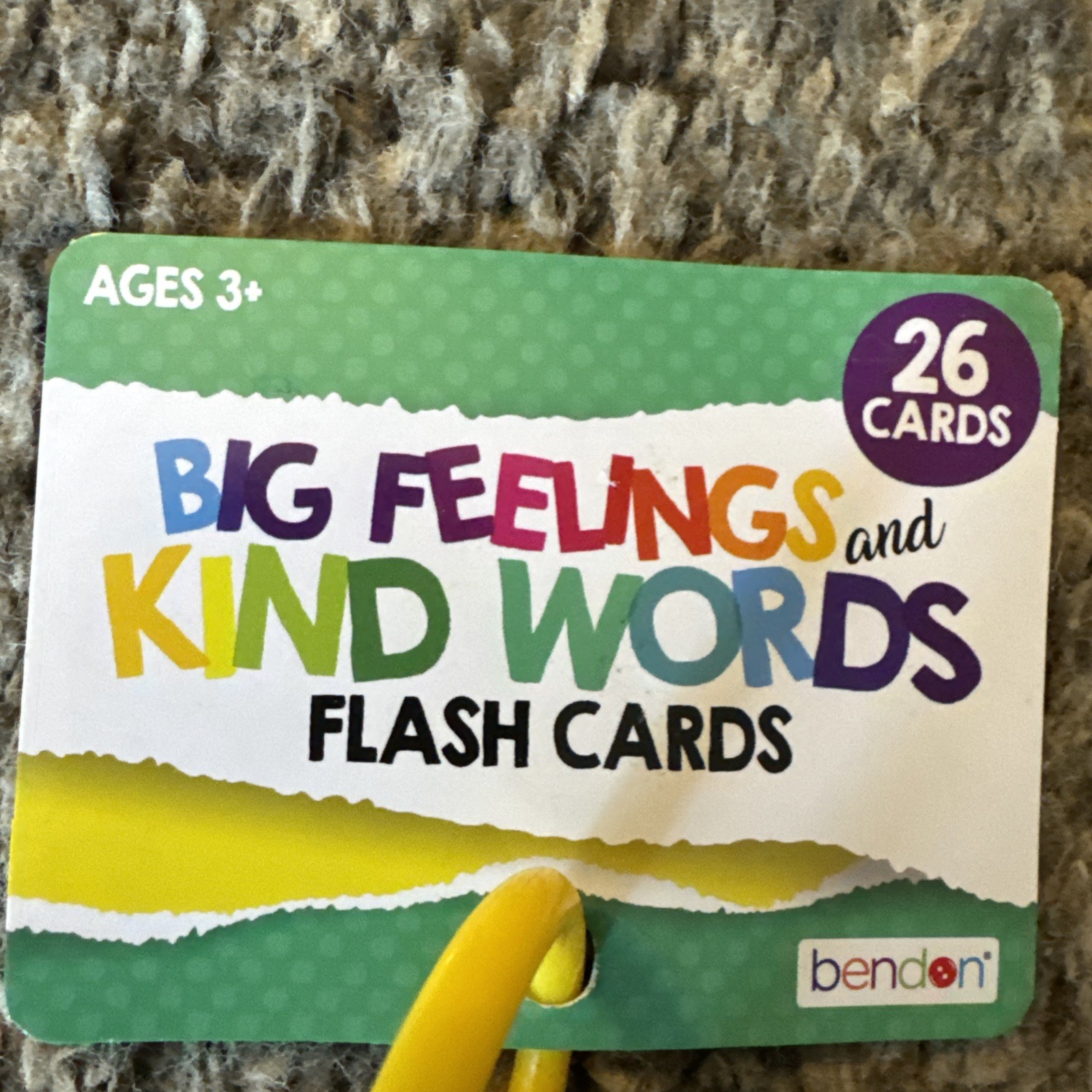 Lot Of 3 Sets Of Big Feelings and kind Words Flash Cards . 26 Cards On Each Ring