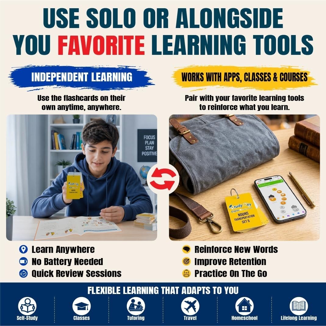 300 Bilingual English Spanish Flash Cards for Adults & Kids Ages 12+ Beginner…