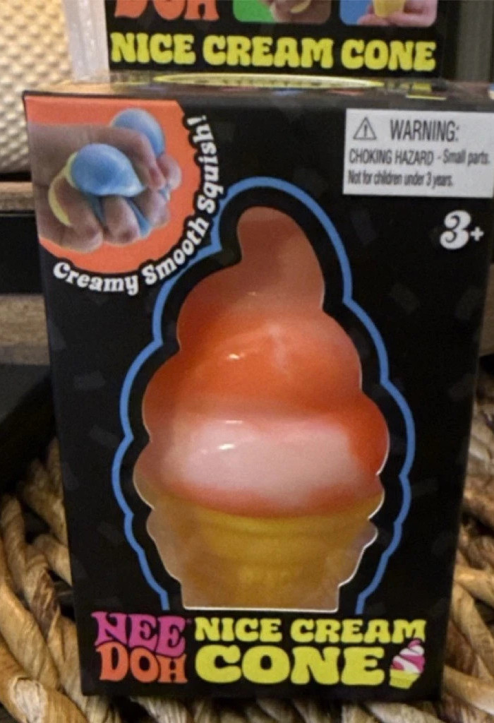 Schylling Nee Doh Nice Cream Cone Smooth Squish Toy Orange