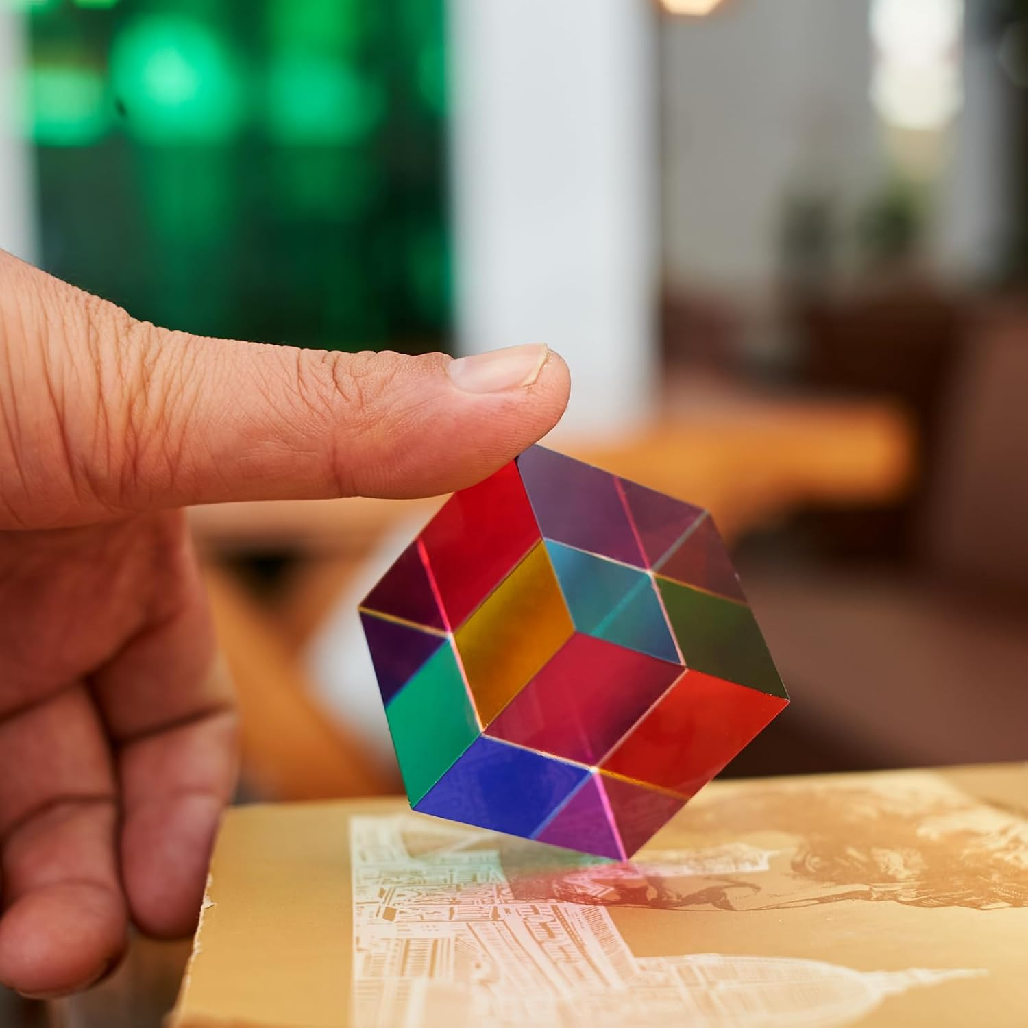 CMY Color Cube, 2.75 Inch (70Mm) Mixing CMYK Cube, Colorful Magic Acrylic Prism