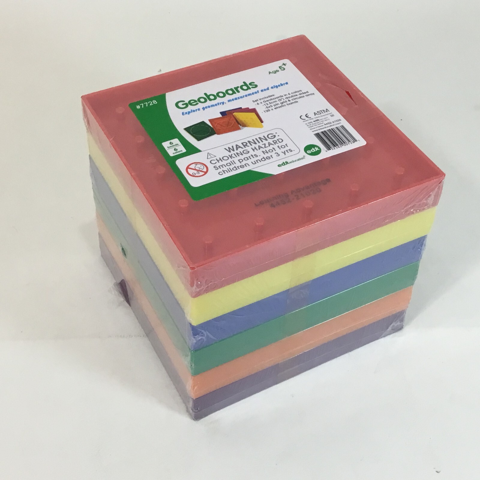 Geoboards Geometry Measurement Algebra Set of 6 Double Sided 6 Colors 120 Bands.
