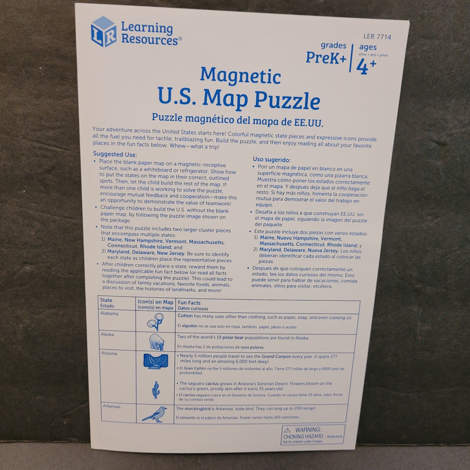 Learning Resources Magnetic US Map Puzzle Fun Geography for Kids United States
