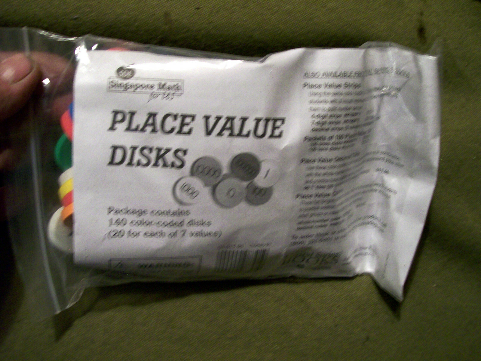 SDE Singapore Math Place Value Foam Disks 140 Color-Coded Set Grades 1-4