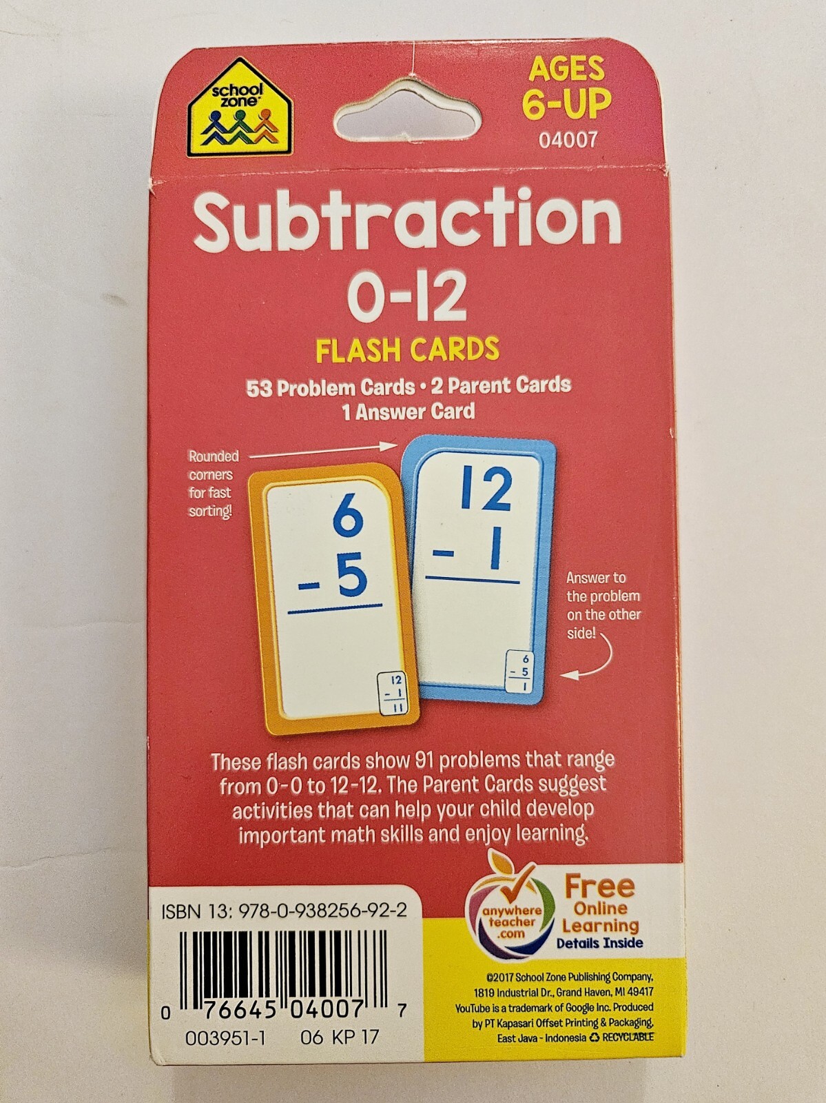 5 Pack School Zone Flash Cards Ages 4 to 9+ Mathmatics & Numbers Toys-R-Us NIB