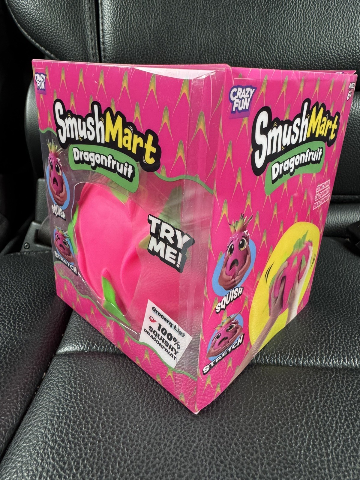 SmushMart Dragonfruit Squishy Tactile Squeeze Toy, Pink/Green
