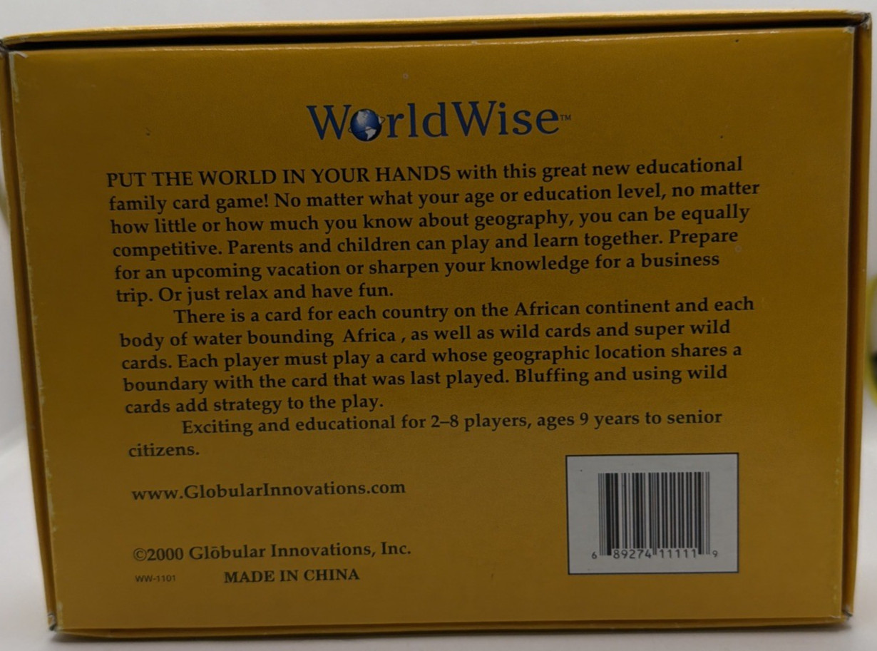 WorldWise Geography Card Game – Africa Edition 2000 Globular Innovations -NIOB