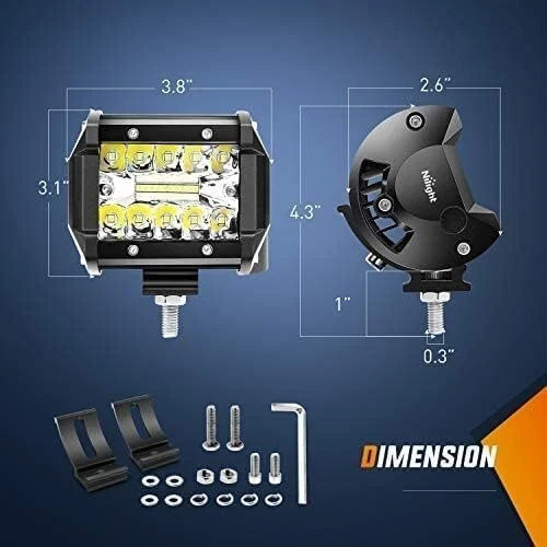 Nilight 2 Pcs 4 Inch 60W Led Pods with 2 Inch Tow Hitch Mounting Brackets Backup