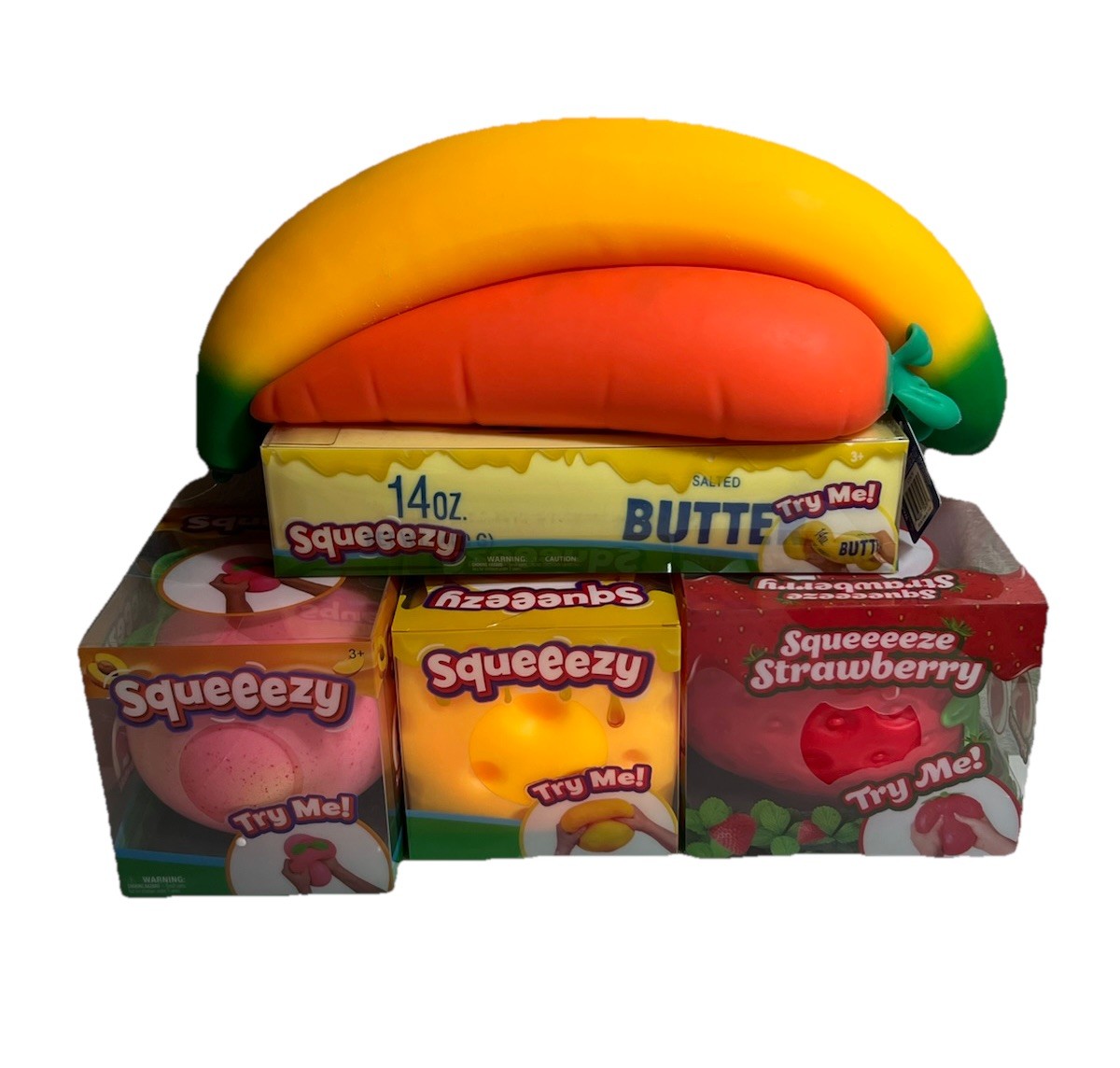 Sunny Days Squeeze Butter Cheese Strawberry Peach Banana Carrot Bundle Lot Of 6