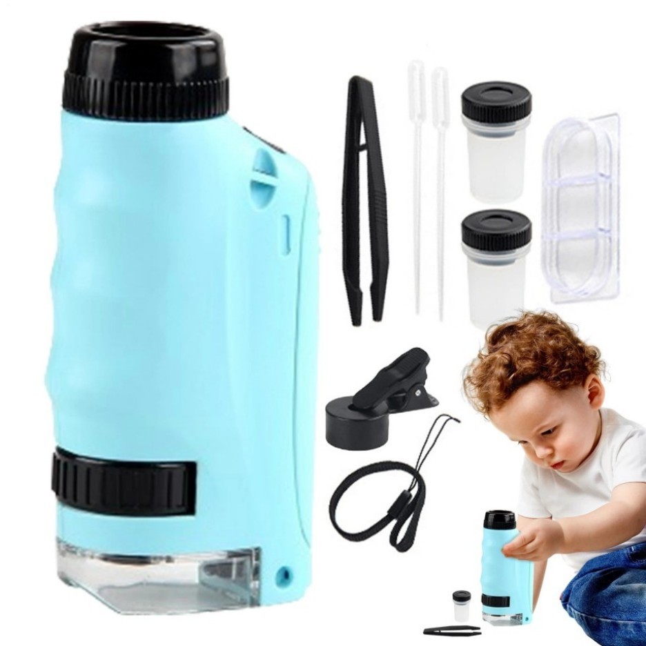 Mini Microscope for Kids, Portable Microscope, LED Lighting Small Handheld*===
