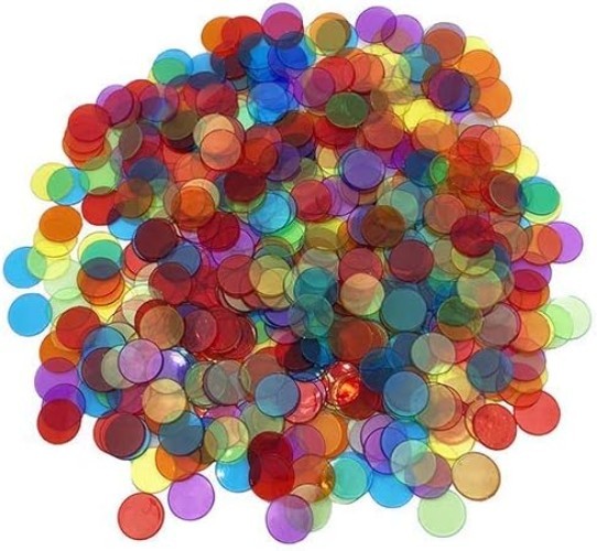 Bingo Counting Chips 3/4 Inch 6 Colors 500 Pack with Storage Bag