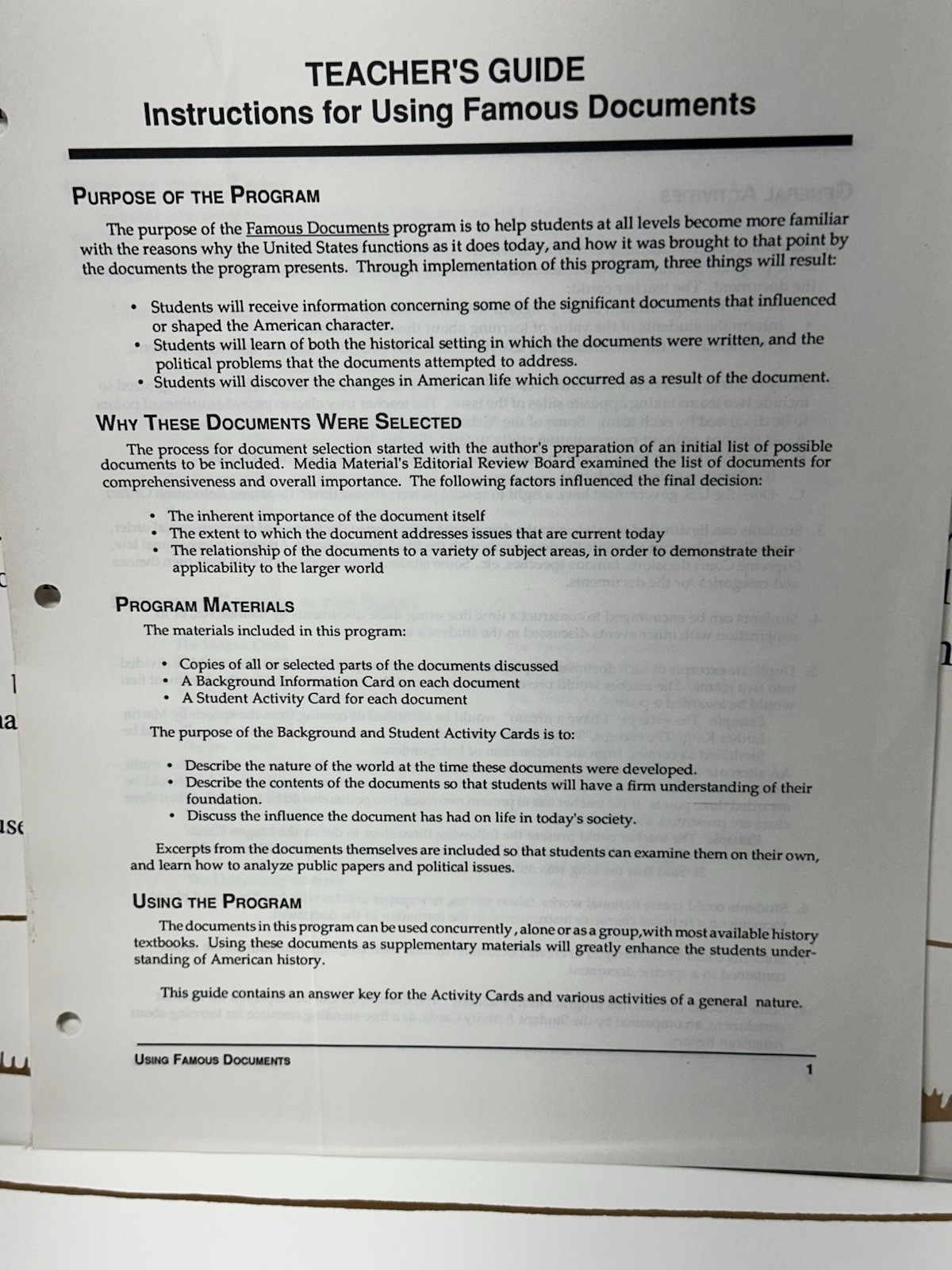 4th Grade Ed 30 Poster Size Famous American Founding Documents + Teacher Guide