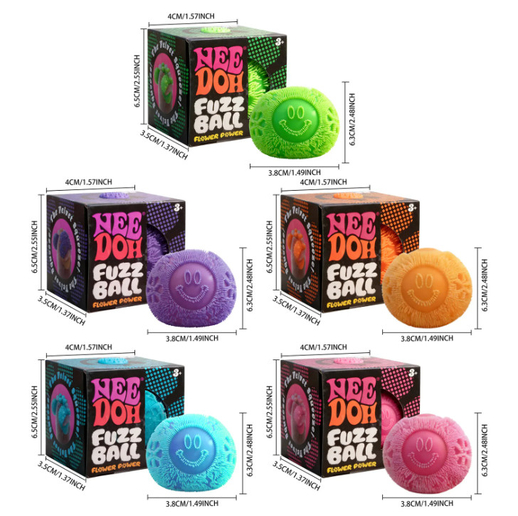 Schylling Fuzz Ball Flower Power Fidget Cube Squishy Stress ADHD Focus