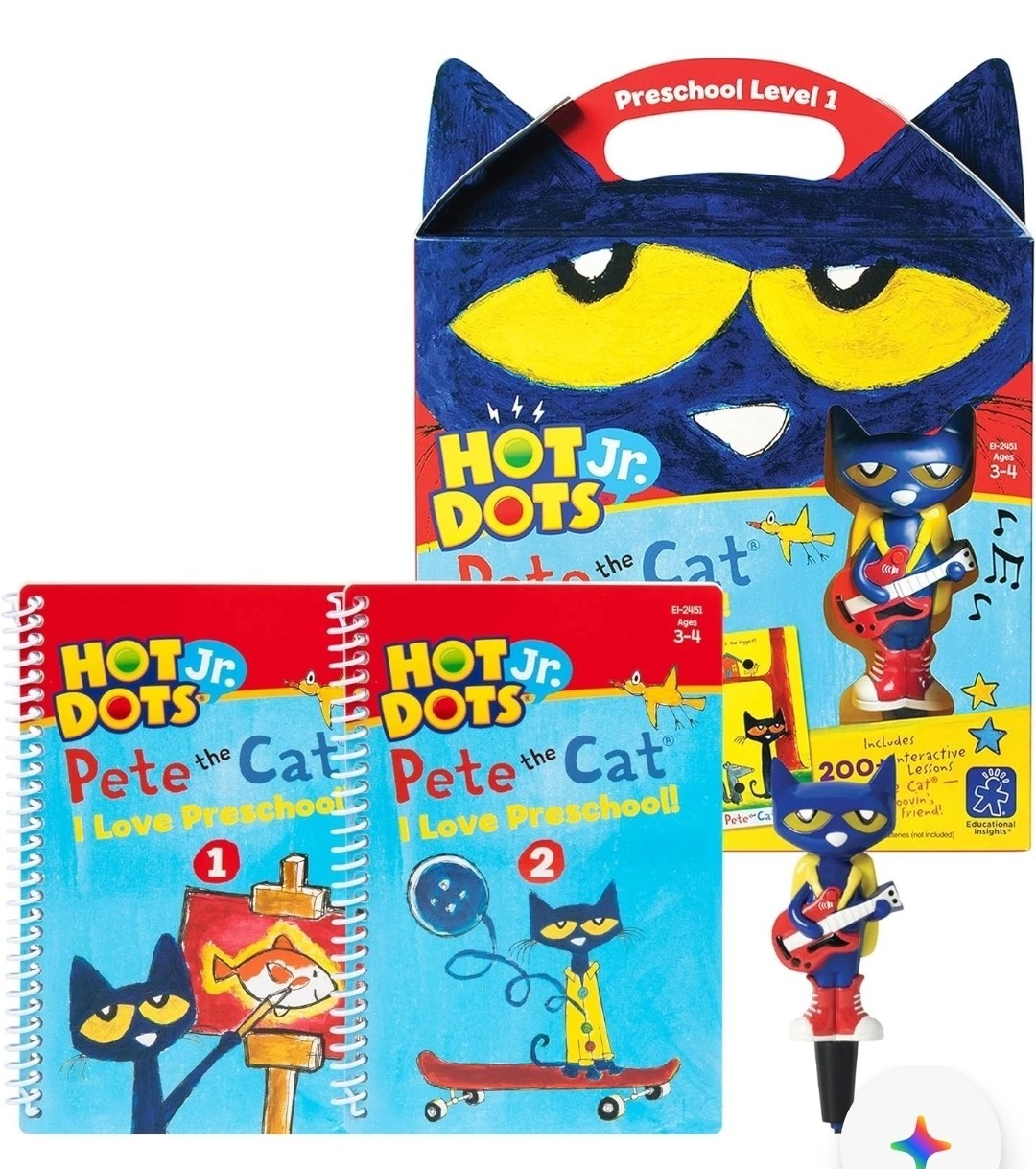 Educational Insights Hot Dots Jr. Pete the Cat Preschool Level 1 Books & Pen
