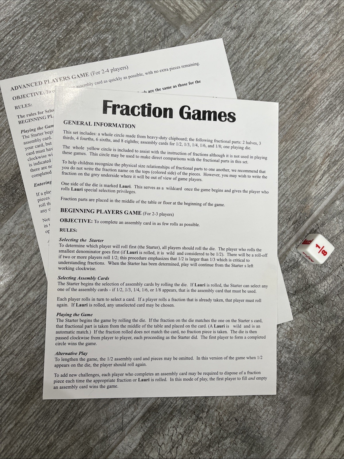 Fraction Games by Lauri Educational Math Homeschool Learning Game Ages 5+