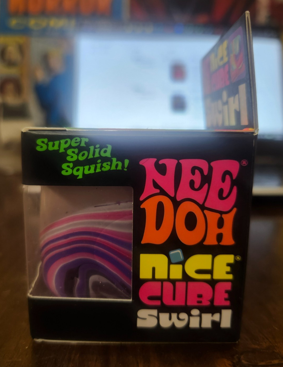 Rare NeeDoh NICE CUBE SWIRL Viral TIK TOK Marble Stress Ball NEE-DOH PURPLE
