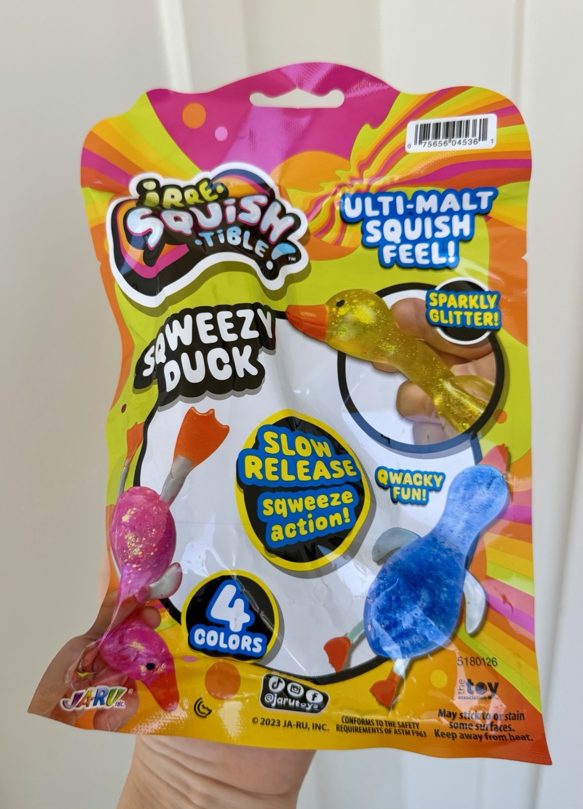 New Squishy Sensory Toy Sugar Glitter BL Duck JARU 6″ Firm Squeeze TikTok