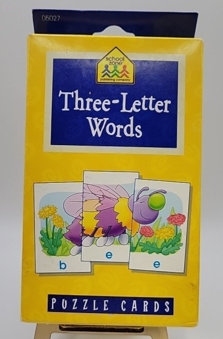 Vintage School Zone Beginning Sight Flash Cards/3 Letter Words Puzzle Card Games