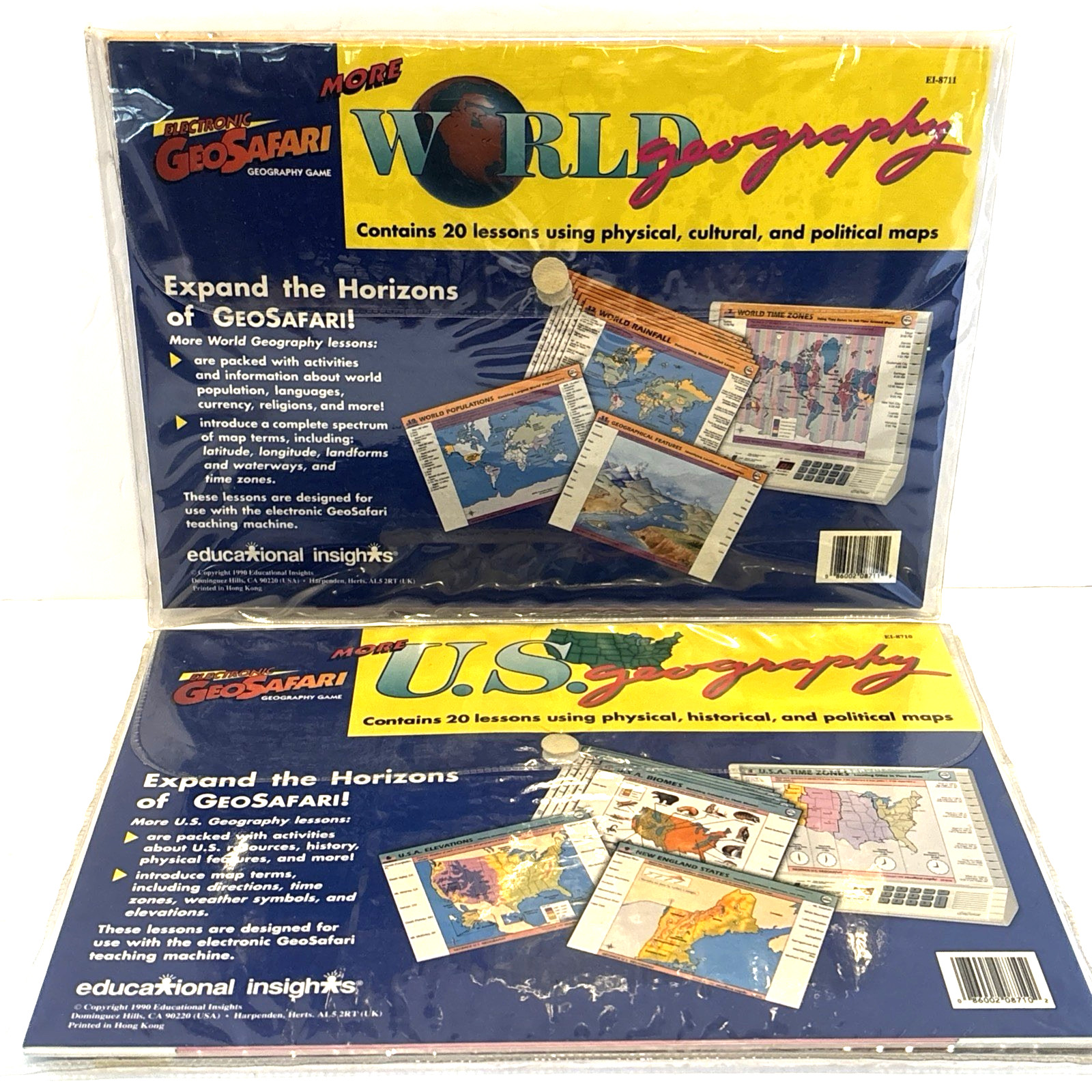 Vintage Electronic GeoSafari World & U.S. Geography Learning Game Lot Homeschool