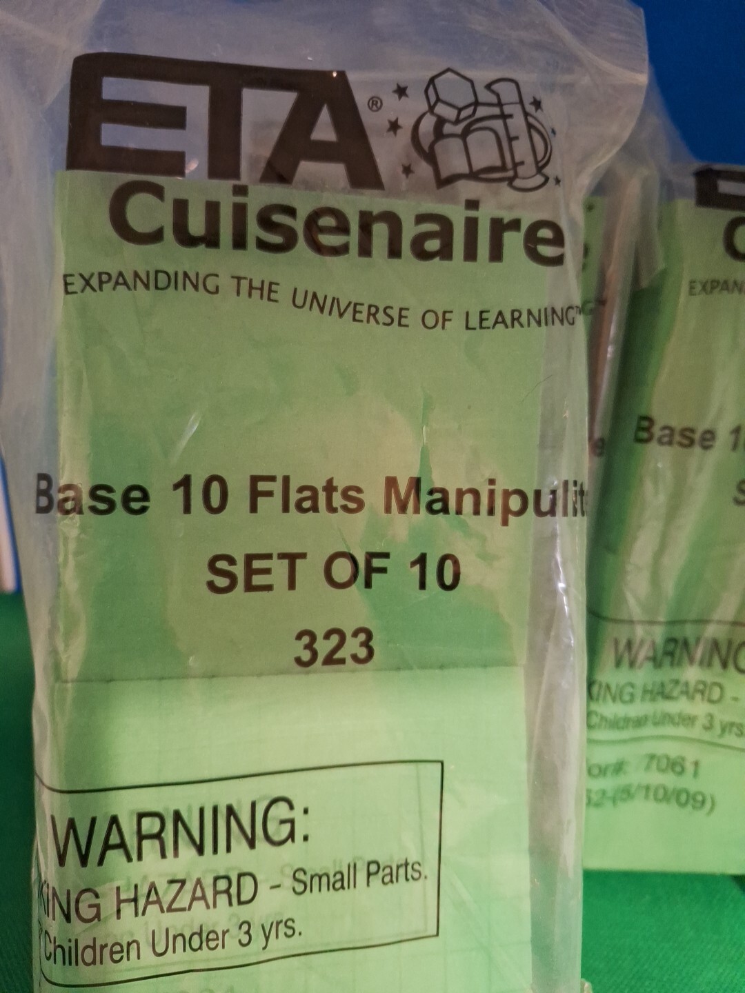 4 Pk Of ETA Cuisenaire Green Base Flats