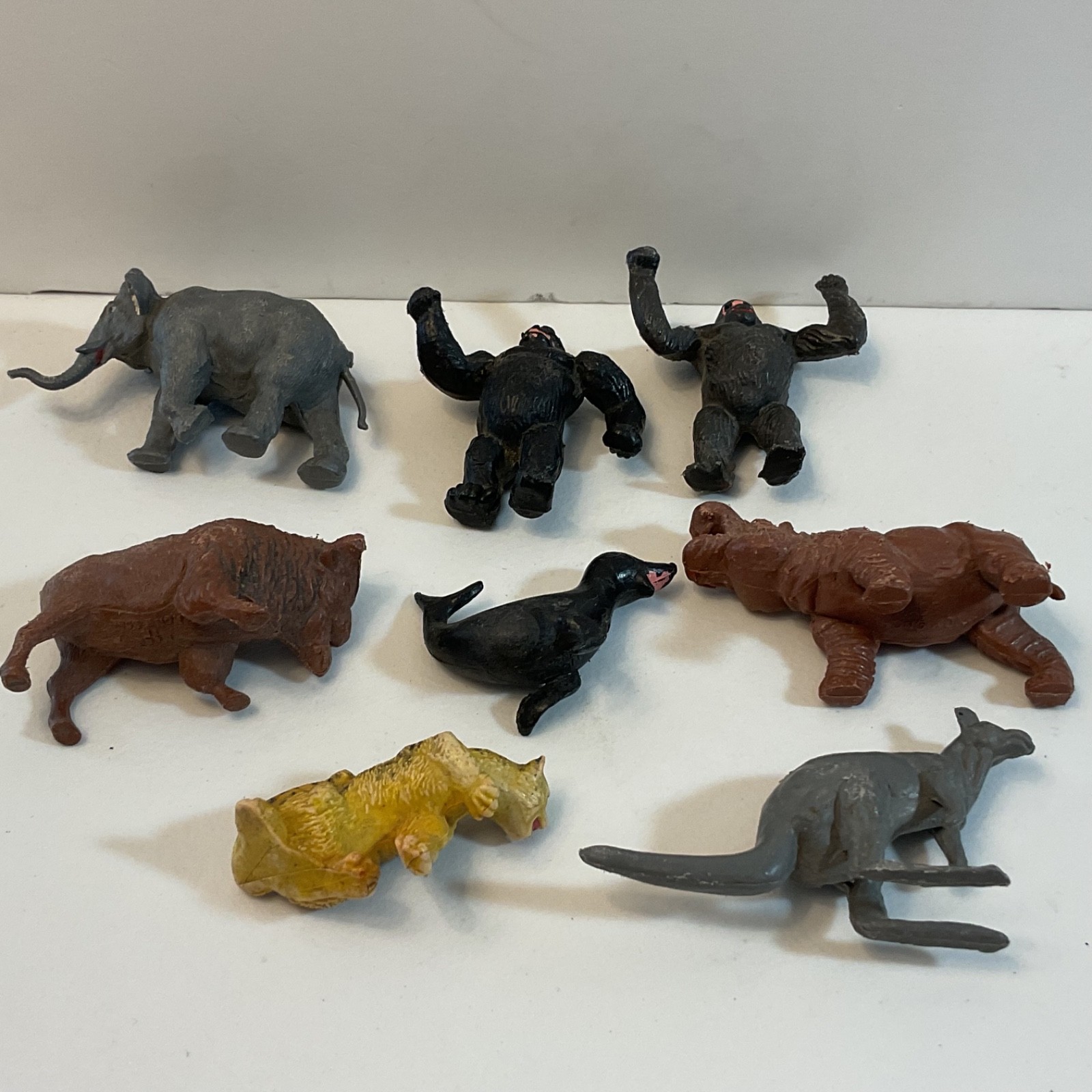 Vintage Larami Corp & Hong Kong Small Animal Figures Lot of 8 Various 2” Tall