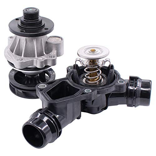 NewYall Engine Water Pump and Thermostat Housing Assembly with Gasket Kit for