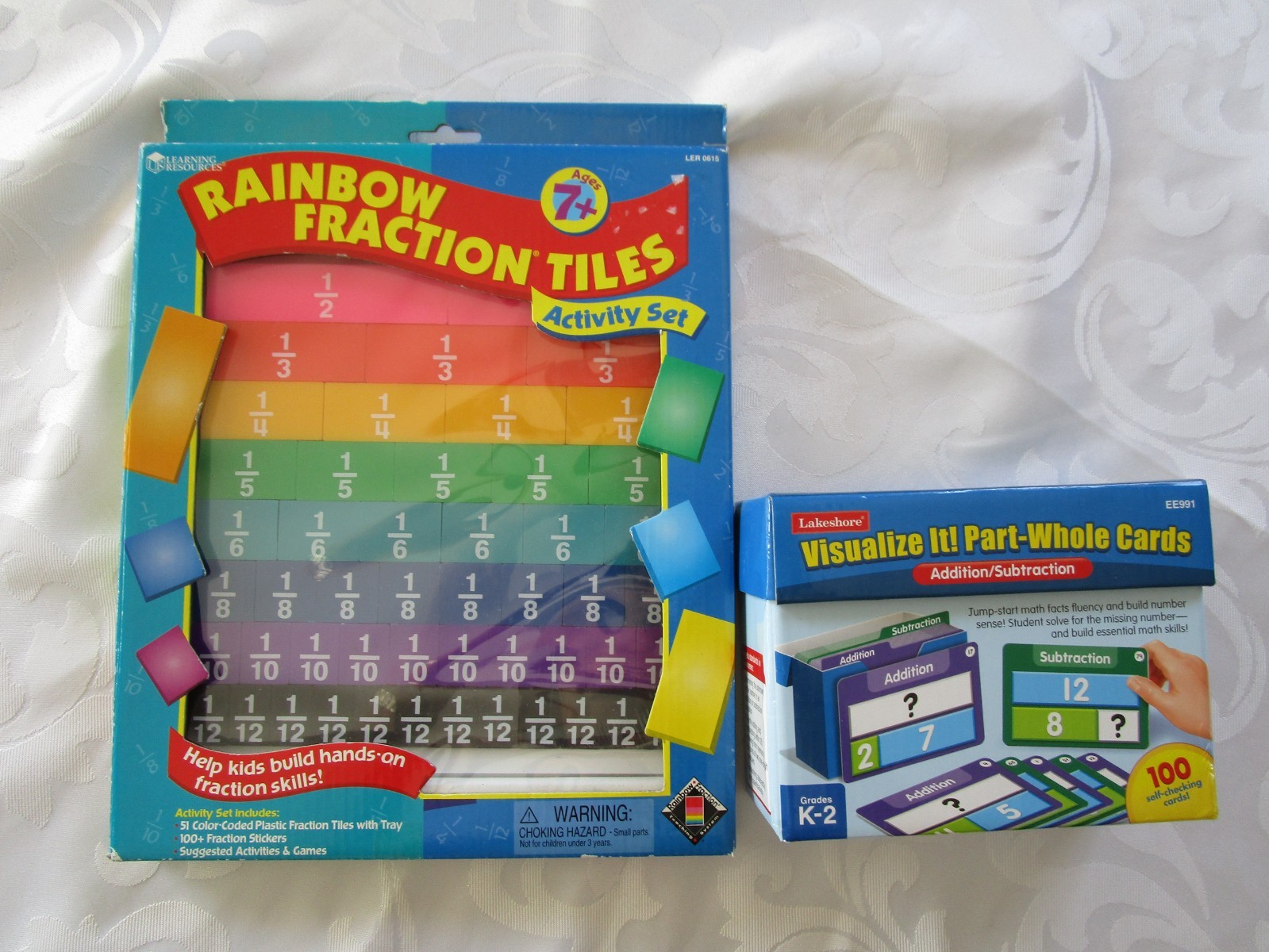 Lakeshore Learning RESOURCE LOT OF 2, VISUALIZE IT ADD SUBTRACT, FRACTION TILES