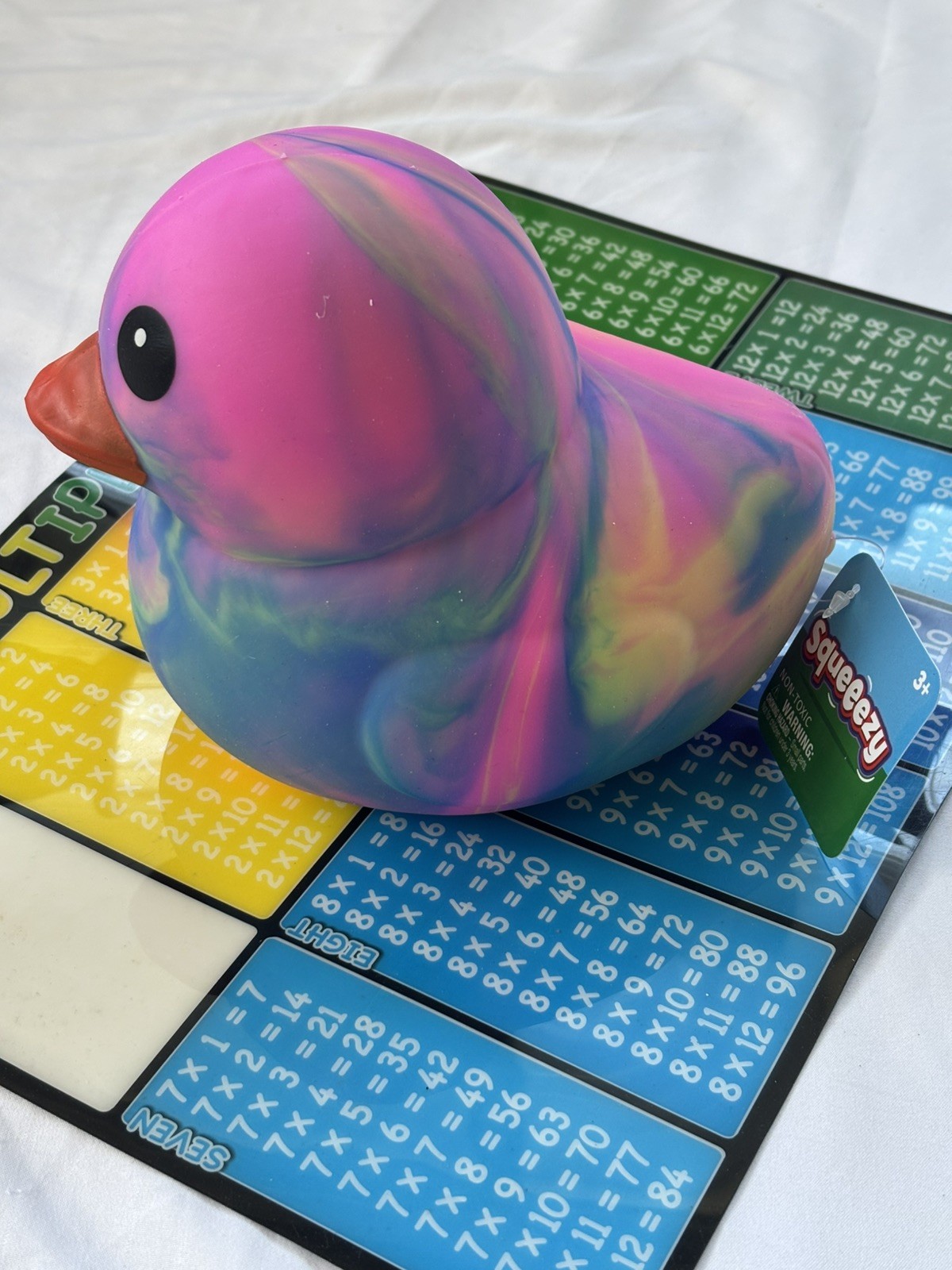 NEW Toymendous Squeeezy VIRAL Rainbow Jumbo soft Squishy Tye Dye Duck Squish Toy