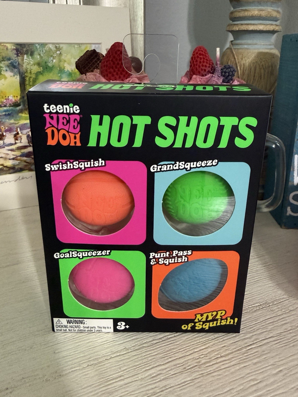 Needoh Teenie Hot Shots 4-Pack Nee Doh Set of 4 – Swish Grand Goal Punt BALLS!
