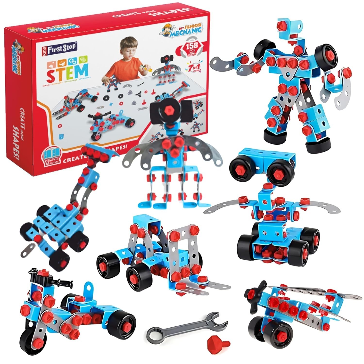 Mechanics 7 in 1 DIY Engineering Robot Set for 6 to 12 Years |