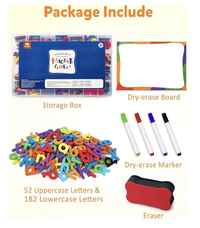 Magnetic Alphabet Letters Set – 234 Pcs ABCs, Numbers & Patterns Kids Learning