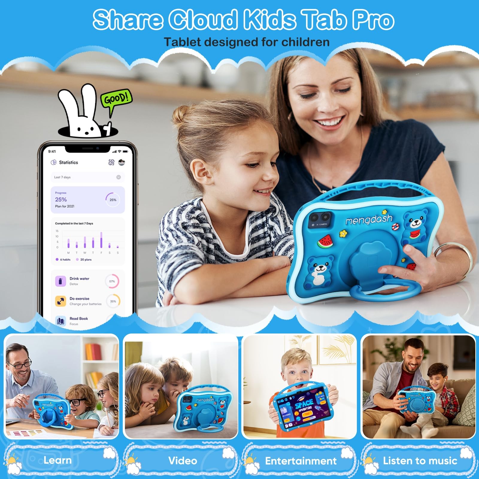 , 10.1 inch for 3-10, Educational Learning Android 14, 8（4+4） GB RAM+64GB ROM…