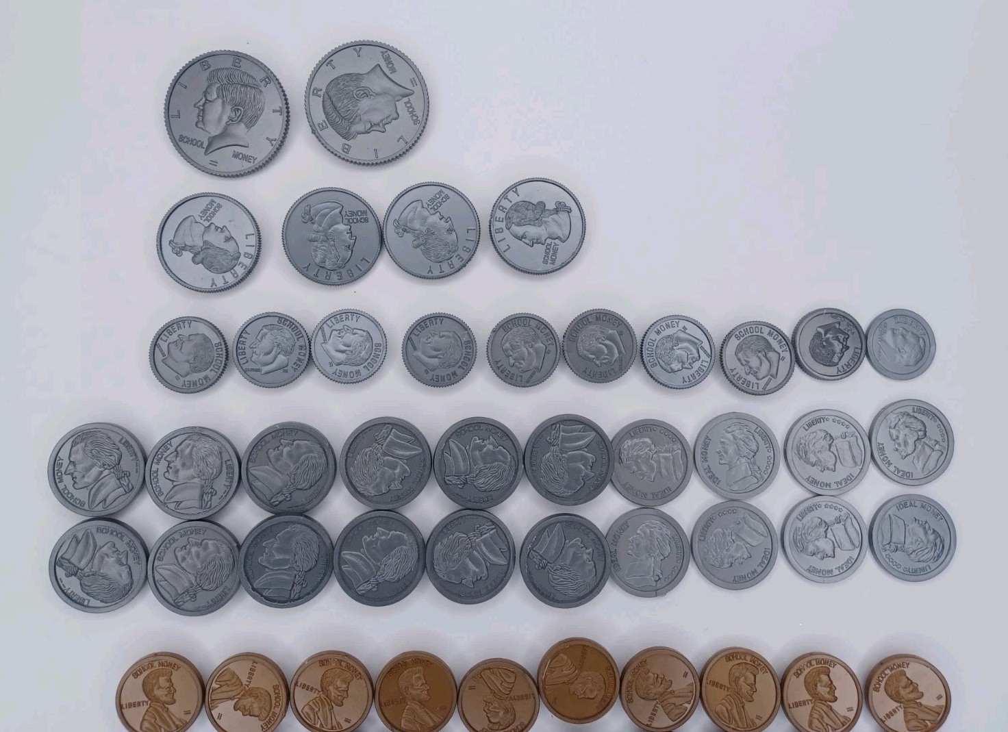 Play Money Coin Lot Of Plastic Coins With Hook & Loop For Felt Board