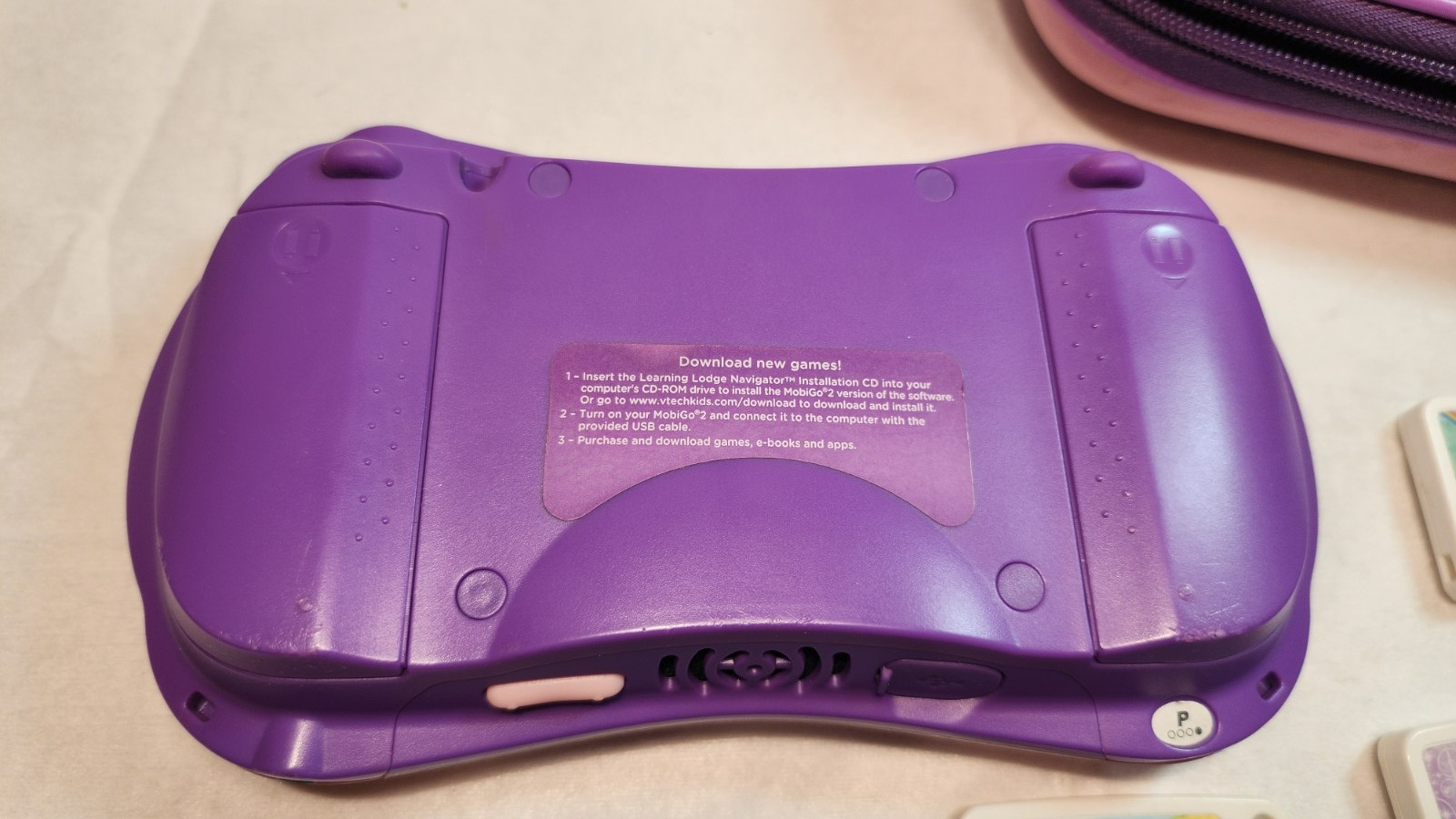 VTech MobiGo 2 Pink Touch Learning System w/ 3 Games Tested Works Case Handheld