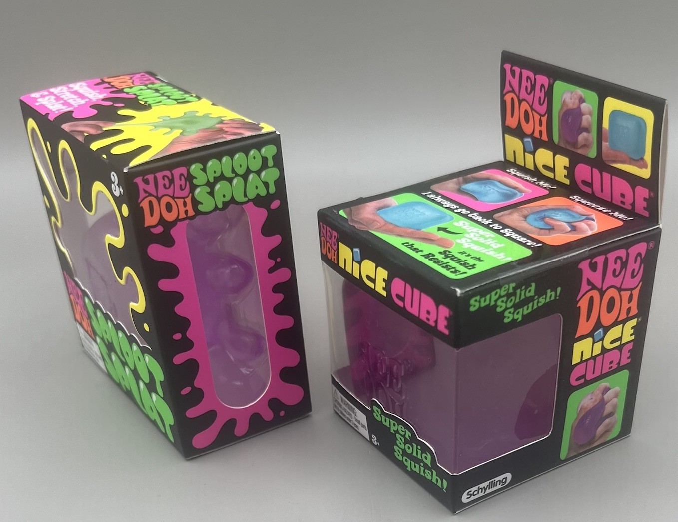 NEEDOH Purple/Pink 💜🩷 2 Pack ~ Sploot Splat Squishy + Nice Cube Squishy NEW
