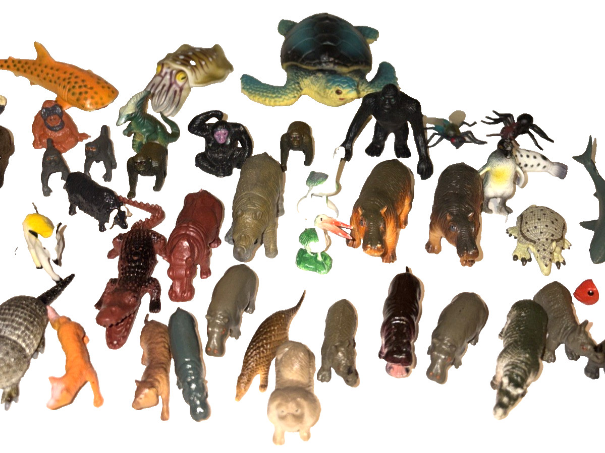 Animal Figures Toys Plastic and Rubber Lot of 53 China Mixed Sizes 1990s Vintage