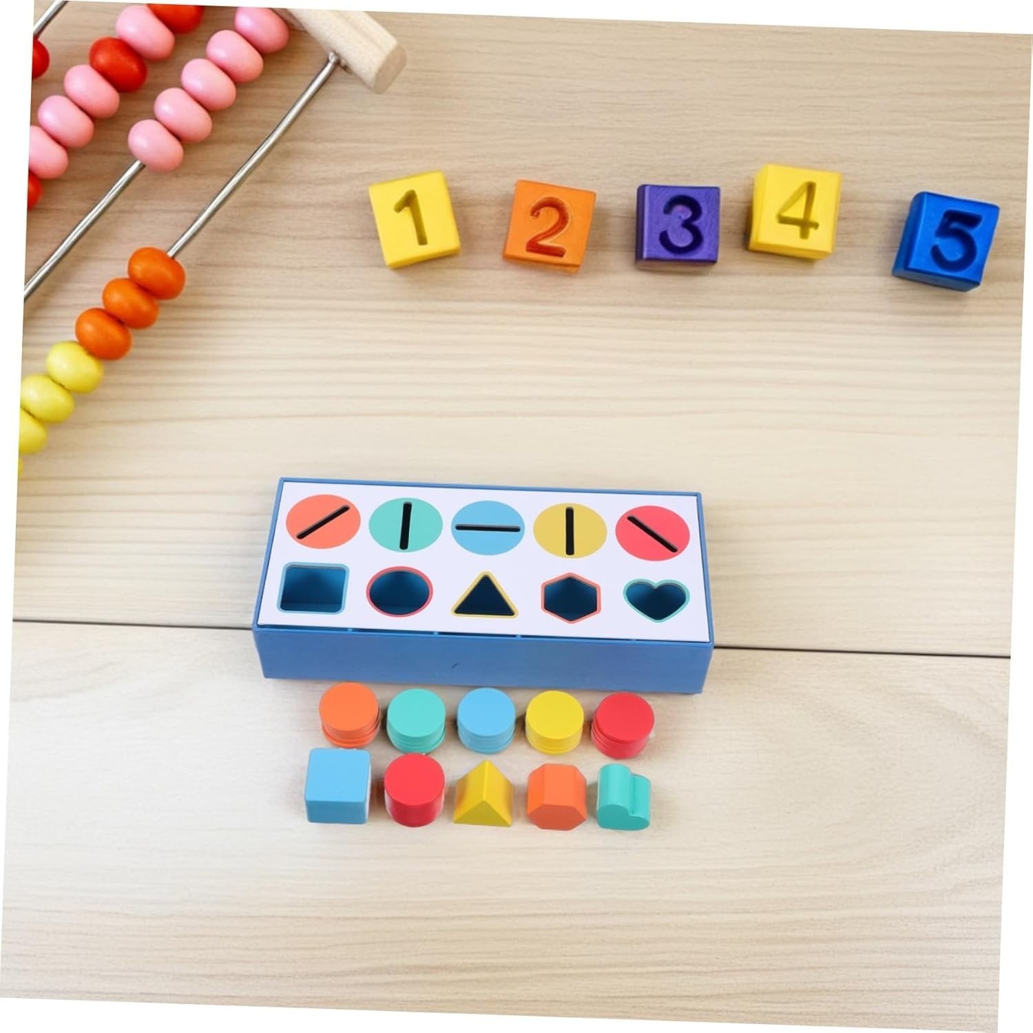 1 Box Wooden Color Shape Sorter Box for Montessori Educational Learning Color