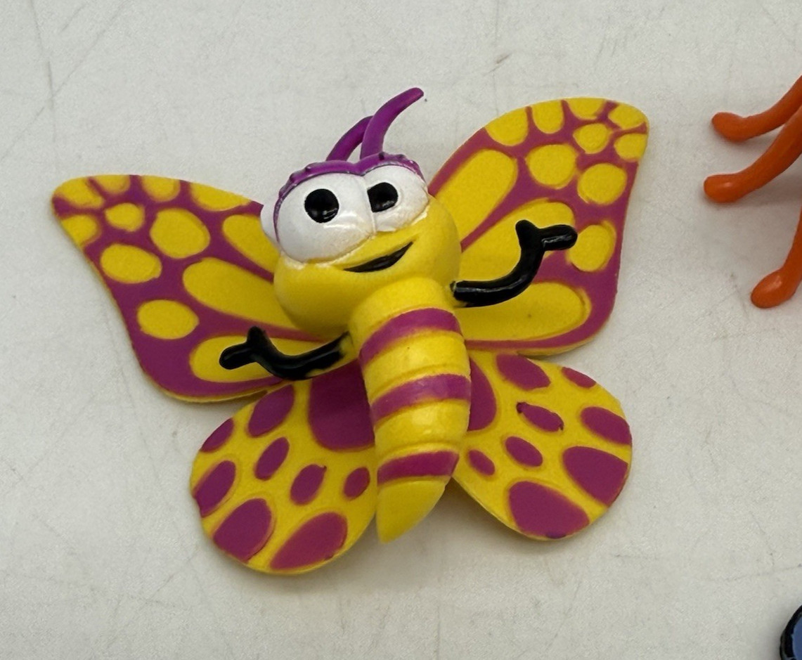 Bible Memory Butterfly Anthropomorphic Toy Insects Plastic Rubber Toy Bug VTG x5