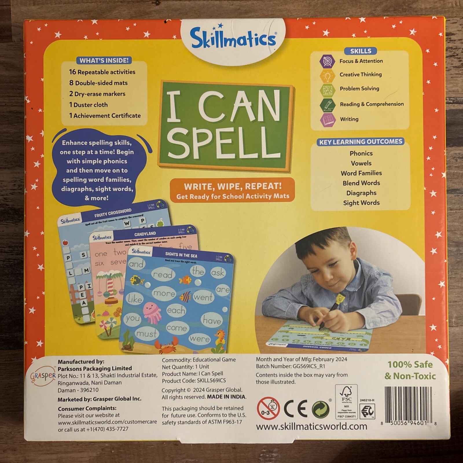 🆕️ Skillmatics I Can Spell Write And Wipe Activity Mats 3-6 Years