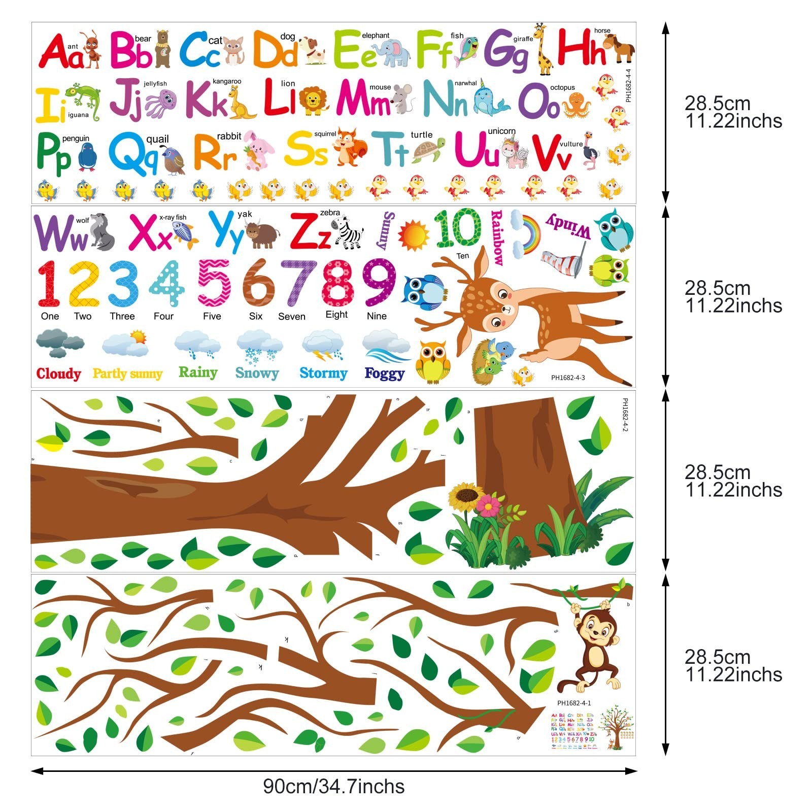 Pajean 4 Sheets Alphabet & Number Wall Decals for Kids Numbers Learning Child…