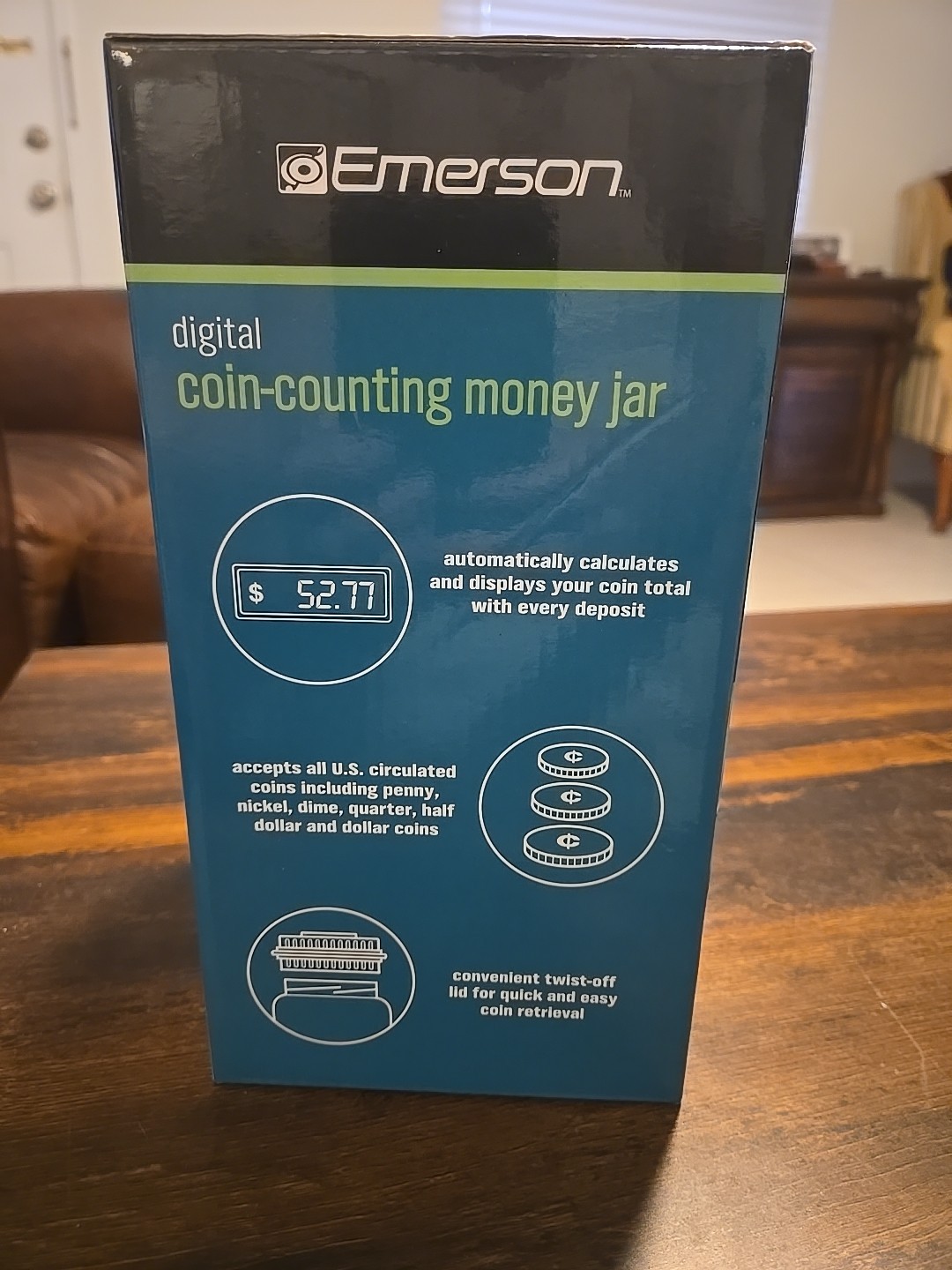 Emerson- Digital Counting Money Jar Automatically Calculates And Displays Coins