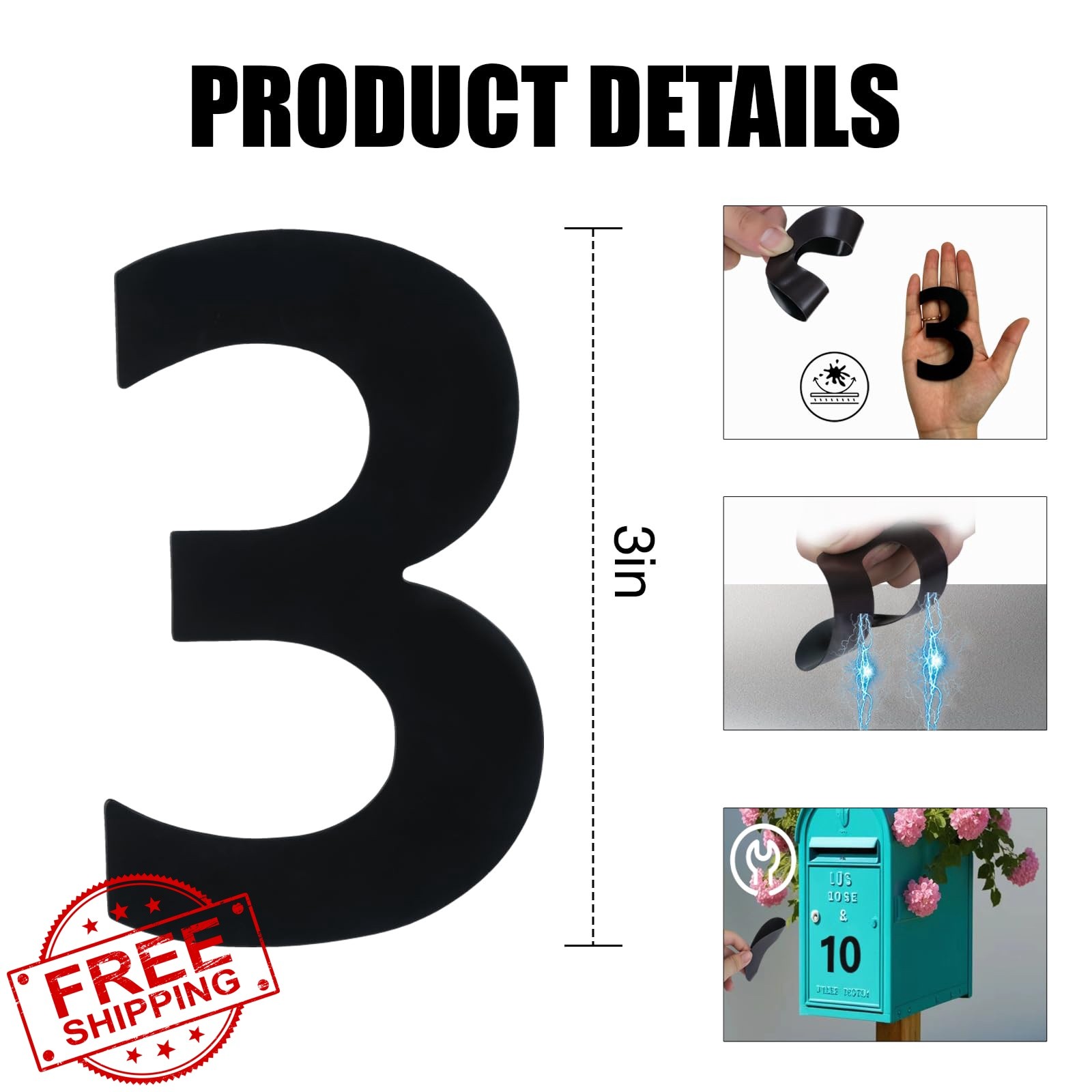 STTMGN 3″ Black Magnetic Numbers 0-9 4 Set
