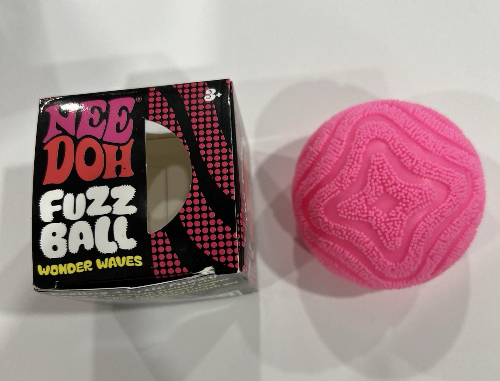 NeeDoh Fuzz Ball Wonder Waves Pink Sensory Toy with Velvet Texture Schylling